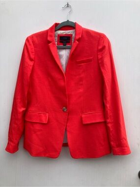 J. Crew Regent Red/Orange Wool Jacket Structured Cut Notched Collar Size 4